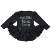 Black Long Sleeve Bodysuit Pettiskirt & Sparkle Rhinestone My Little Black Dress Print JS4343